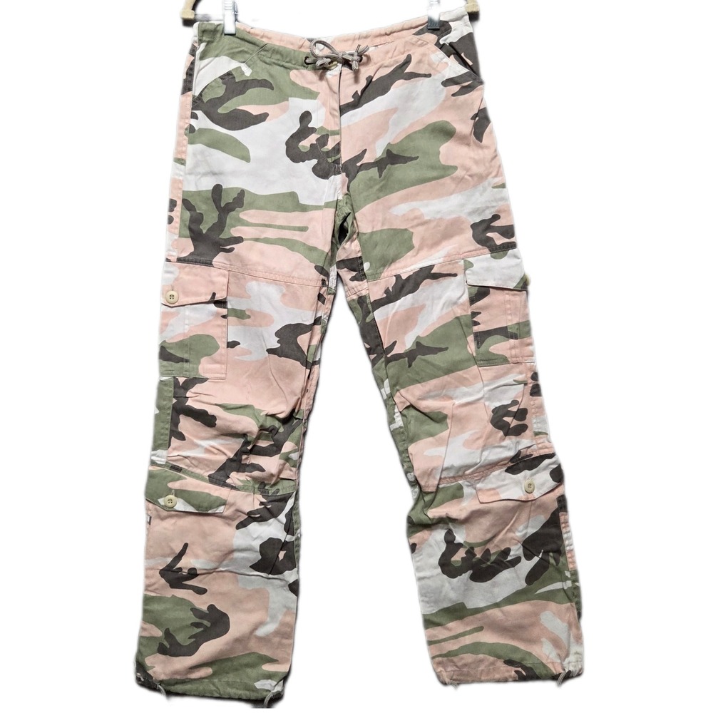 Rothco Vintage Pink Camo Cargo Pants‎ Womens XS Tactical Streetwear Ramie Cotton